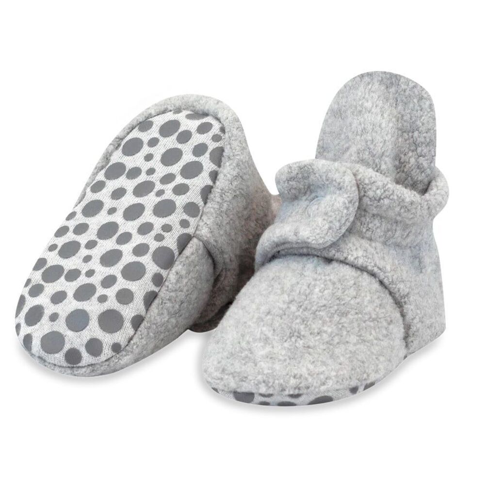 Zutano Fleece Gripper Bootie, Heather Gray, Size 12M